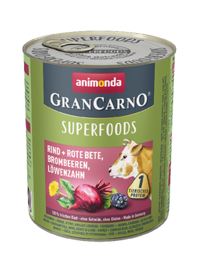 Animonda GranCarno - Superfoods, hovädzie mäso, červená repa, ostružiny, púpava 800 g