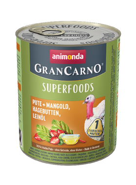Animonda GranCarno - Superfoods, morčacie mäso, mangold, šípky, ľanové semienko 800 g 