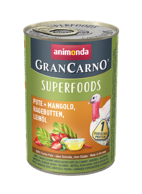 Animonda GranCarno - Superfoods, morčacie mäso, mangold, šípky, ľanový olej 400 g 