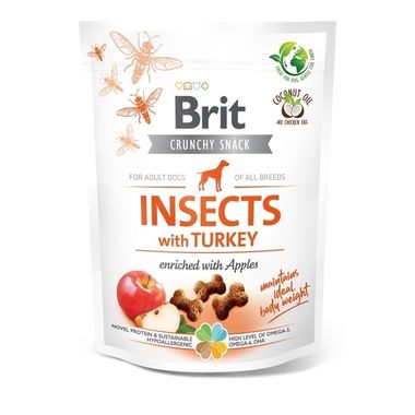Brit Care Funkčné chrumkavé pamlsky s hmyzom, morčacím mäsom a jablkami 200 g