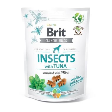 Brit Care Funkčné chrumkavé pamlsky s hmyzom, tuniakom a mätou 200 g