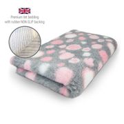 DRYBED Premium Vet Bed Kruhy šedý + ružový + biely 100 x 75 cm
