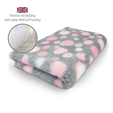 DRYBED Premium Vet Bed Kruhy šedý + ružový + biely 150 x 100 cm