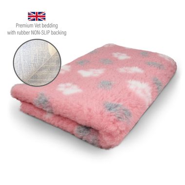 DRYBED Premium Vet Bed ružový + šedé a biele labky 100 x 75 cm