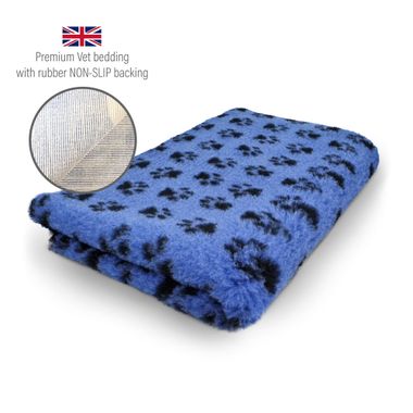 DRYBED Premium Vet Bed Small Paws kobaltovo-modrý + čierne labky 150 x 100 cm