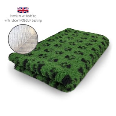 DRYBED Premium Vet Bed Small Paws zelený + čierne labky 150 x 100 cm