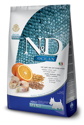 Farmina N&D dog OCEAN AG Adult Mini Treska, špalda, ovos & pomaranč 0,8 kg
