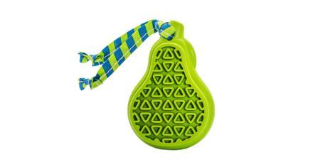 HipHop Dentálna hračka hruška prírodná guma pre šteňatá s látkovým strapcom 9 cm 