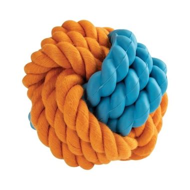 HipHop kombinovaná lopta Monty 8 cm guma a bavlna modro / oranžová