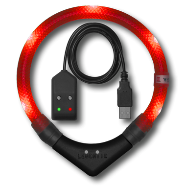 LEUCHTIE Easy Charge USB LED svietiaci obojok červený 35 cm