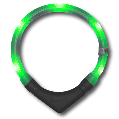 LEUCHTIE Plus LED svietiaci obojok zelený transparentný 47,5 cm