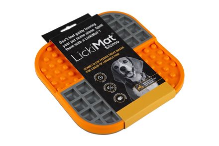 LickiMat® Slomo™ lízacia podložka 20 x 20 cm oranžová