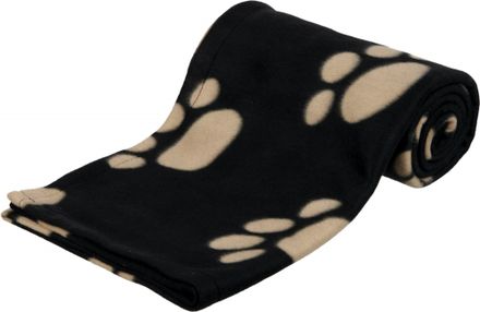 Trixie Flísová deka BARNEY 150 x 100 cm čierna s béžovými packami