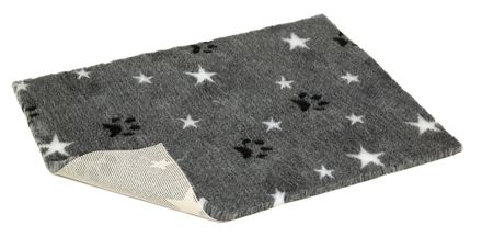 Vetbed® protišmykový šedý s bielymi hviezdičkami a s packami 100 x 150 cm